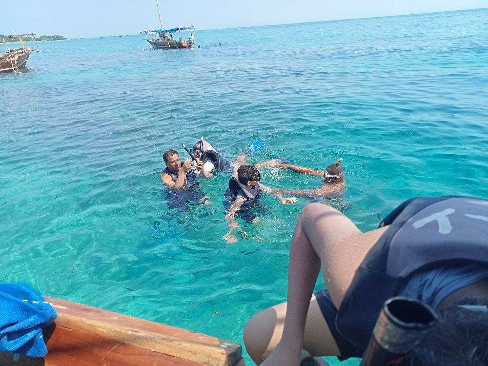 Snorkeling in turquoise Zanzibar waters