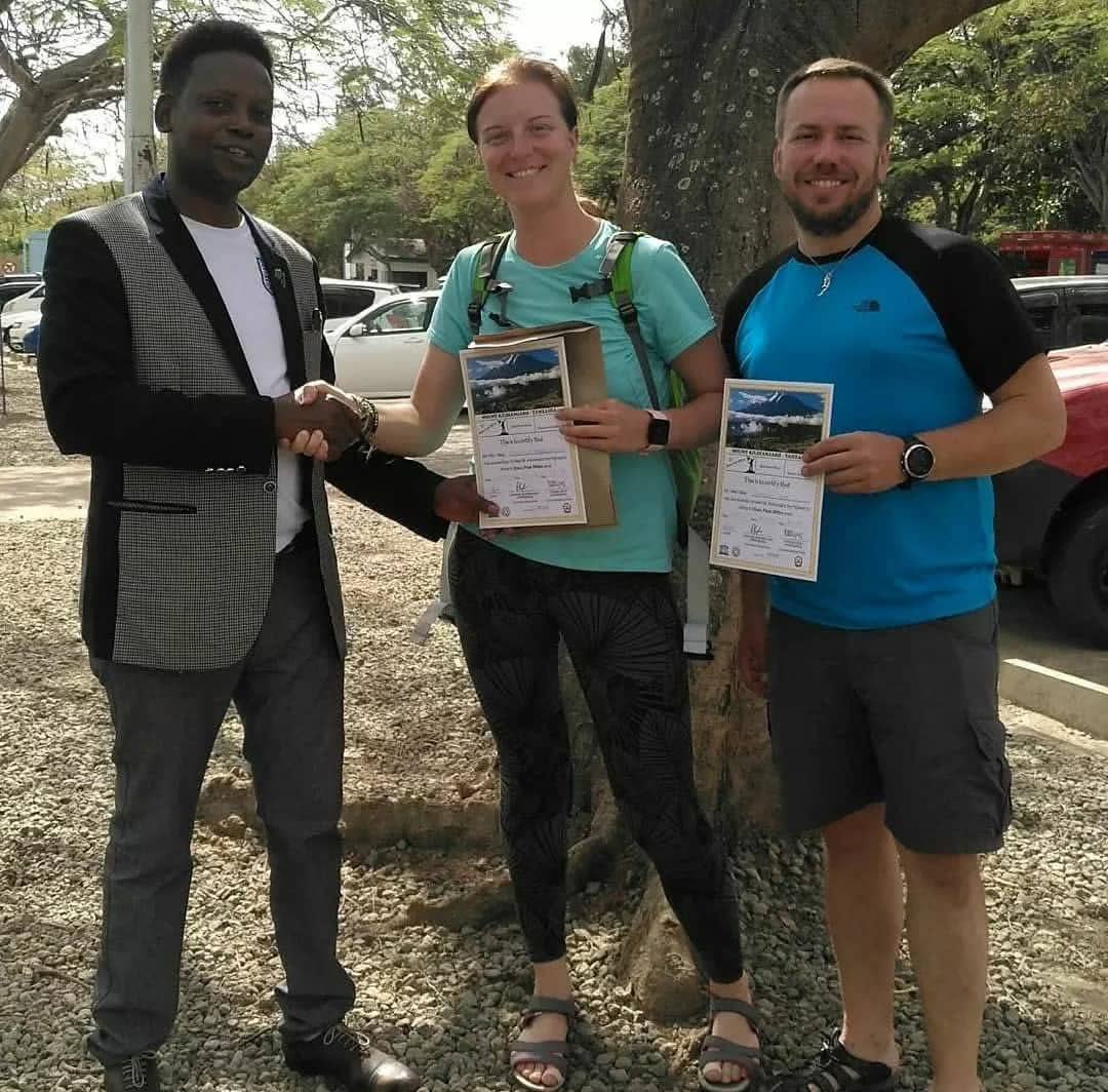 Kilimanjaro summit certificate presentation